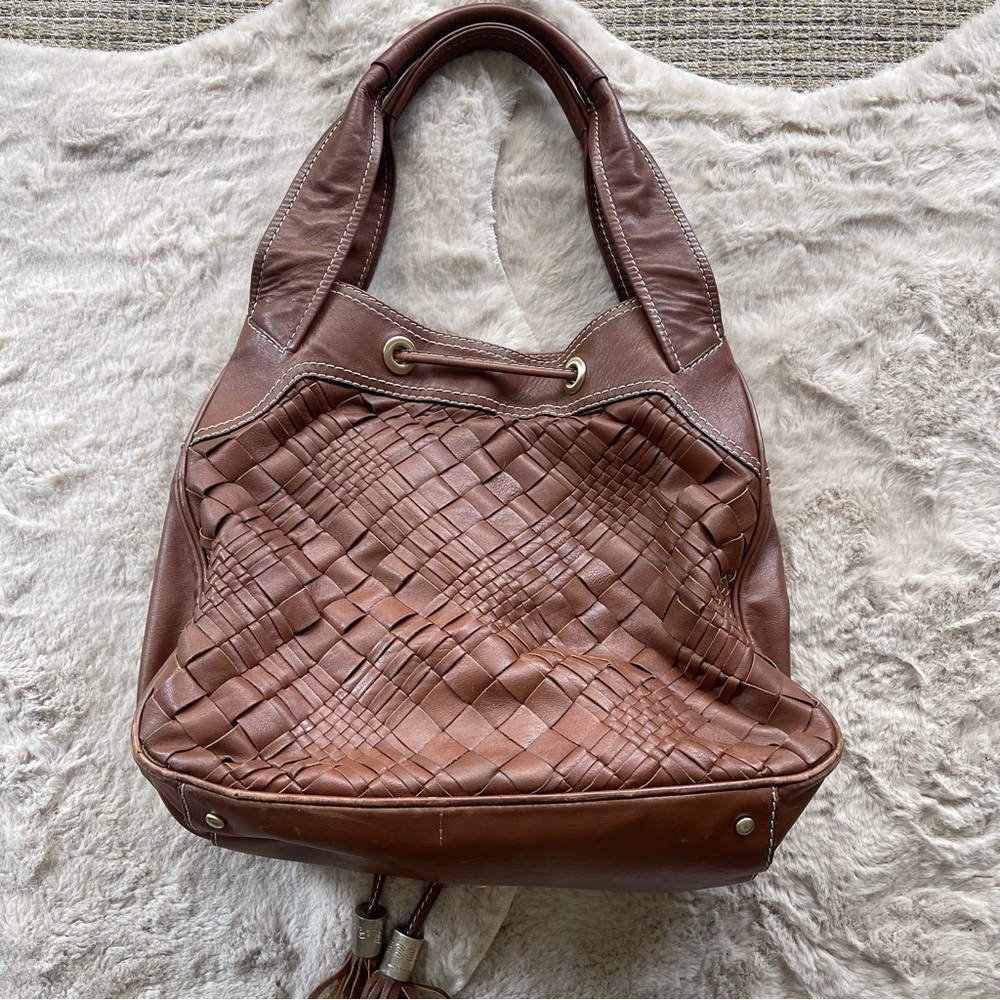 Lancel Woven Braided Leather Hobo Tote - Picture 14 of 16